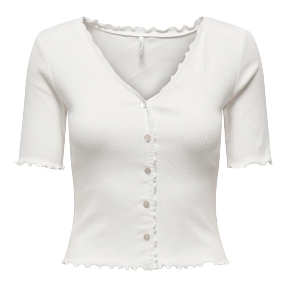 ONLY - White cropped top with decorative buttons - Picture 3 of 6